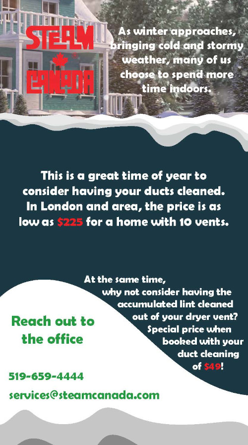 Steam Canada Christmas Duct Cleaning Specials